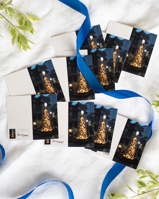 Bokeh Christmas Tree note cards - set of 10