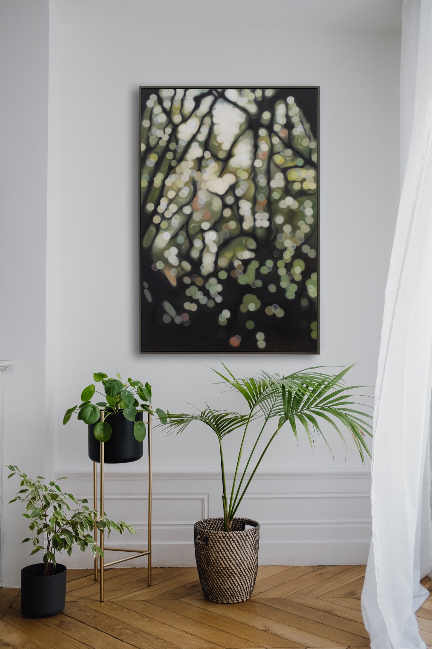 The Silent Retreat - Forest Bokeh original oil painting on canvas