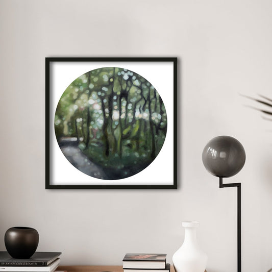 Fine art bokeh print walk in trees follow the path trust bokeh