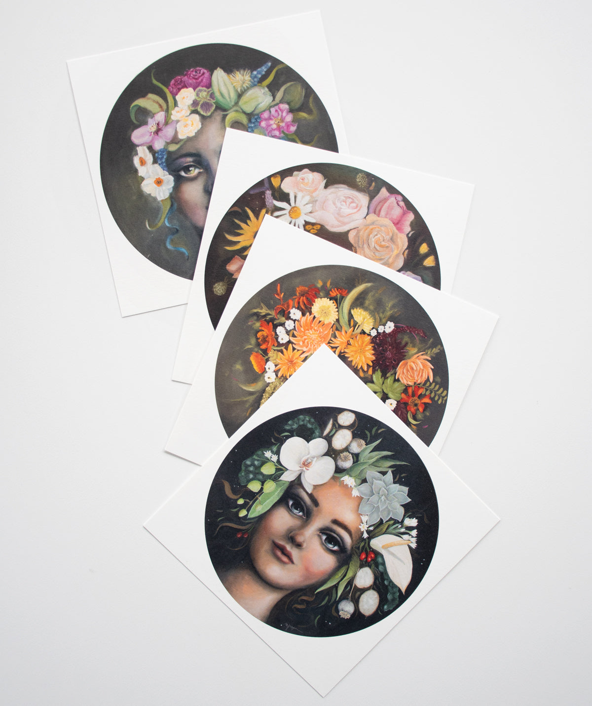 The Four Seasons: Set of 4 seasons botanical portrait prints