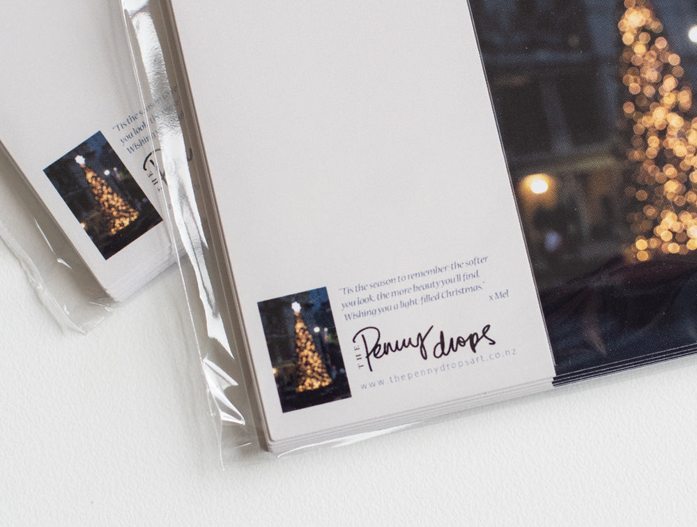 Bokeh Christmas Tree note cards - set of 10