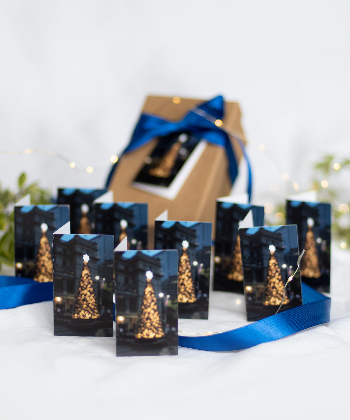 Bokeh Christmas Tree note cards - set of 10