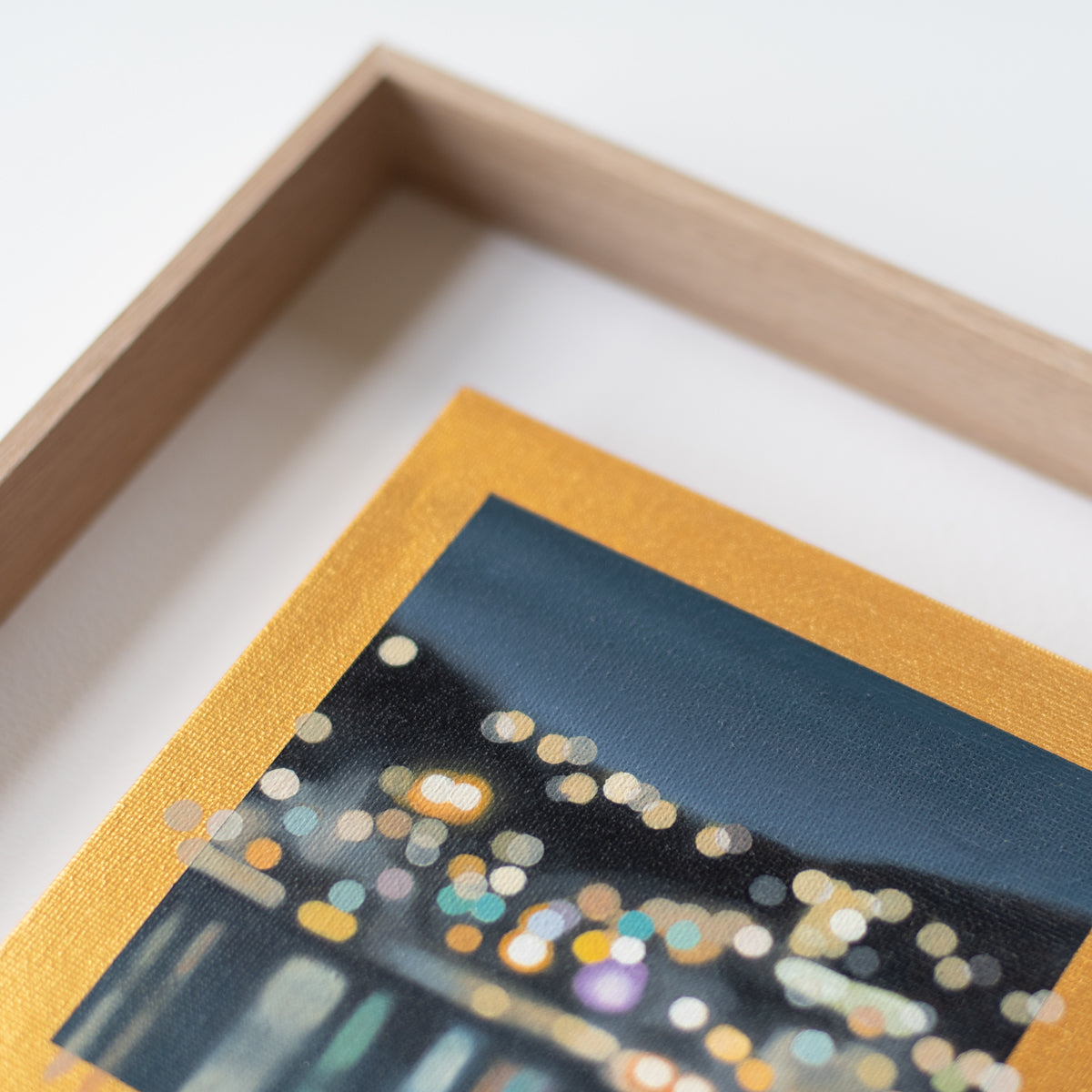 Small original oil painting - Harbour Lights at night