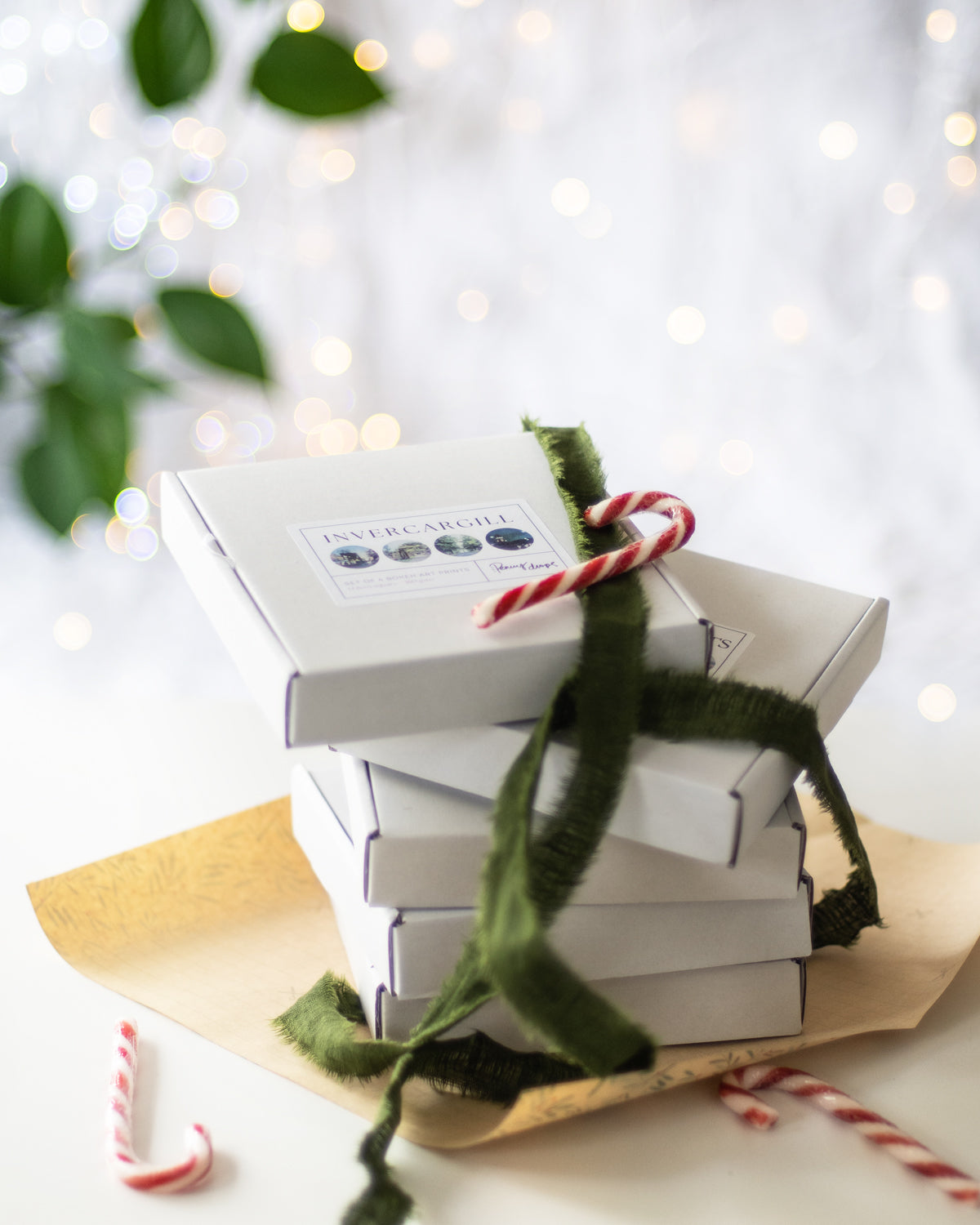 Invercargill: Set of 4 bokeh art prints