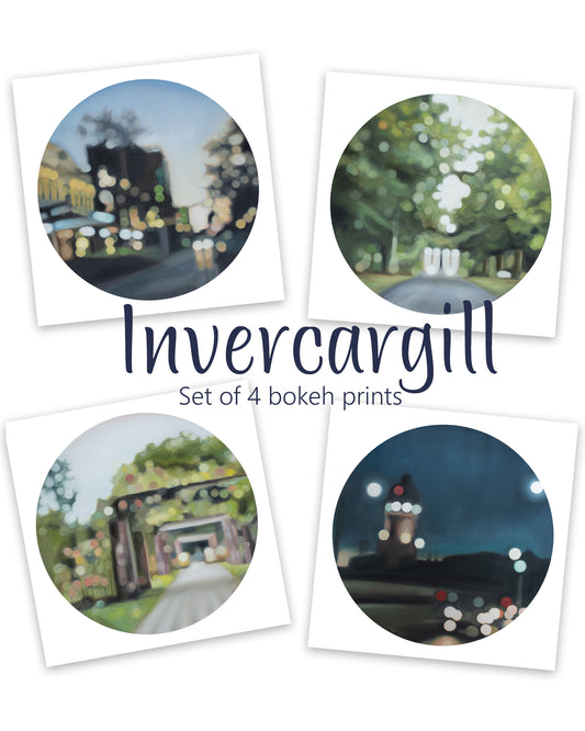 Invercargill, New Zealand fine art print set: water tower, Queen's Park, Esk St