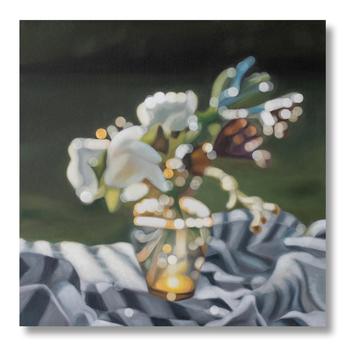 Shine Through - Bokeh floral still life painting on canvas
