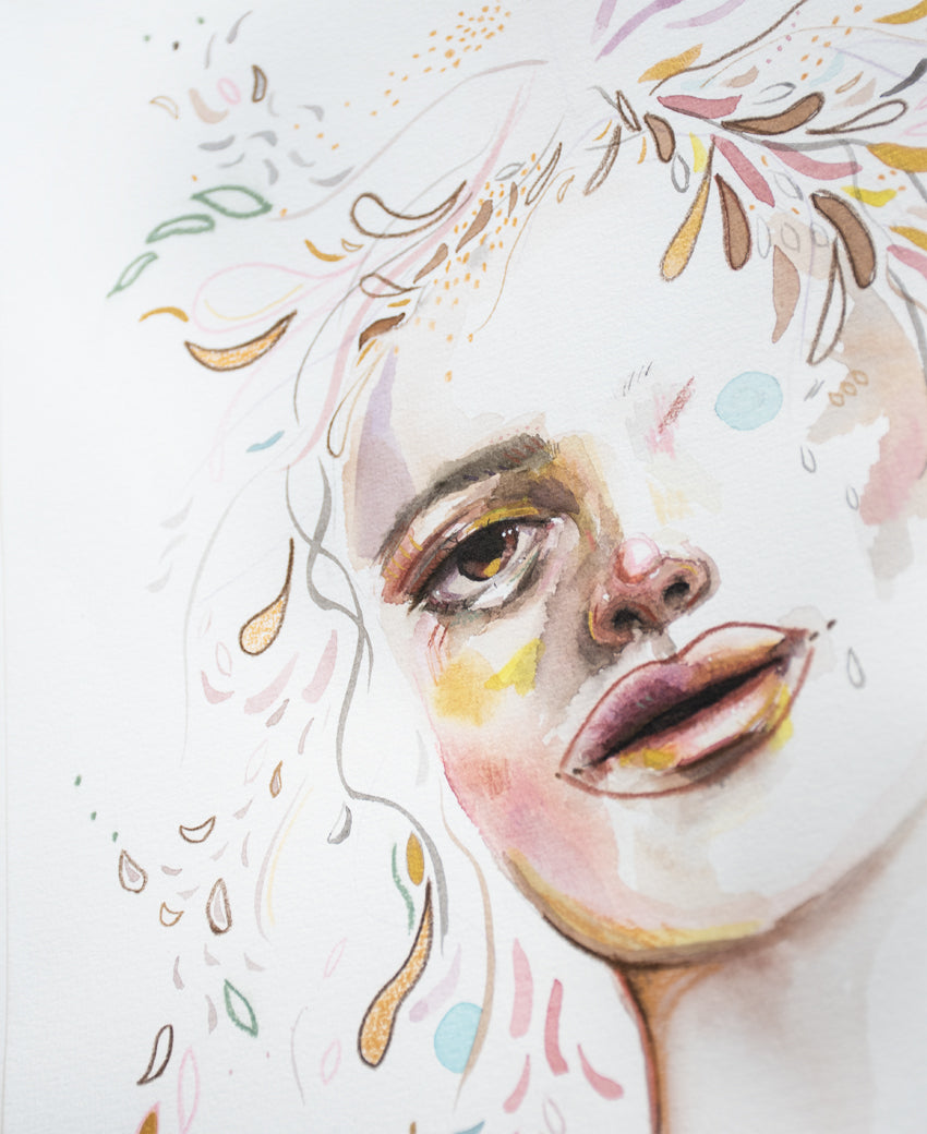 The Element of Surprise - original mixed media portrait