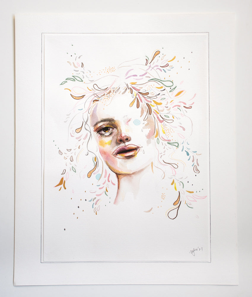 The Element of Surprise - original mixed media portrait