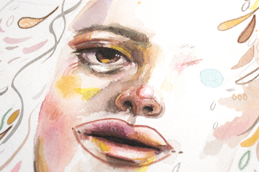 The Element of Surprise - original mixed media portrait