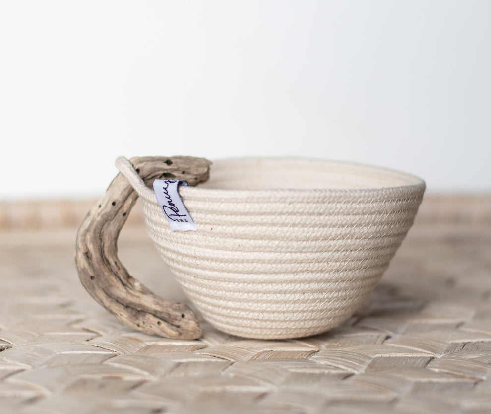 Teacup basket with driftwood handle thepennydrops